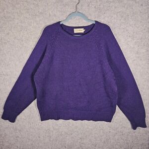 VTG LL Bean Womens Purple 100% Wool Sweater Preppy Coastal Layering Size XL